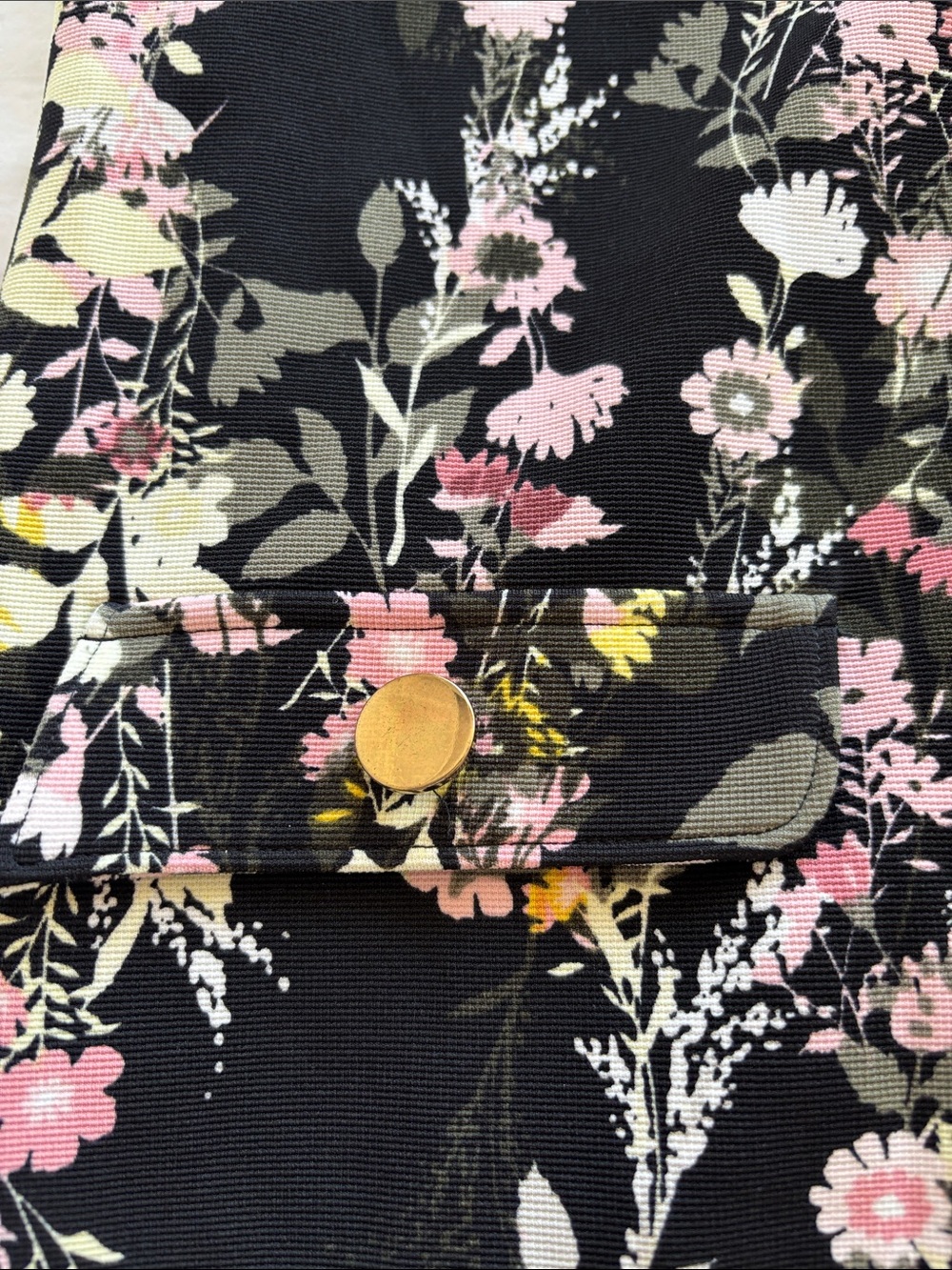 Floral Black Sleeveless Shift Dress - Pink & Cream Flowers - Picture 5 of 5
